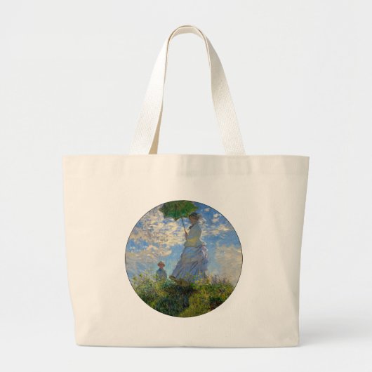 Monet Vrouw Parasol Impressionisme Grote Tote Bag (Voorkant)