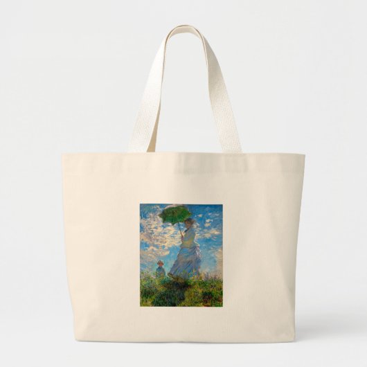 Monet Vrouw Parasol Impressionisme Grote Tote Bag (Voorkant)