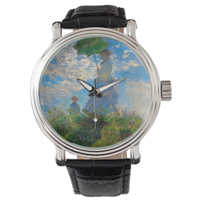 Monet Vrouw Parasol Impressionisme Horloge (Voorkant)