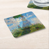 Monet Vrouw Parasol Impressionisme Kartonnen Onderzetters (Schuin)
