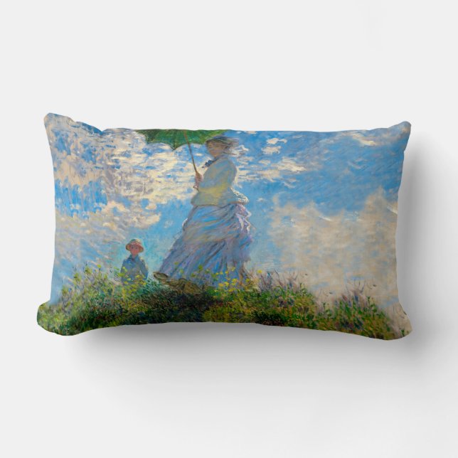 Monet Vrouw Parasol Impressionisme Kussen (Voorkant)
