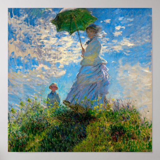 Monet Vrouw Parasol Impressionisme Poster (Voorkant)