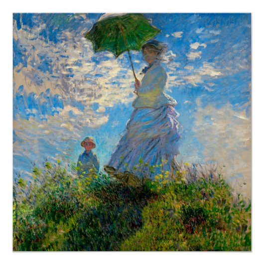 Monet Vrouw Parasol Impressionisme Poster (Voorkant)