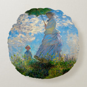 Monet Vrouw Parasol Impressionisme Rond Kussen