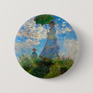 Monet Vrouw Parasol Impressionisme Ronde Button 5,7 Cm