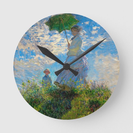 Monet Vrouw Parasol Impressionisme Ronde Klok (Voorkant)