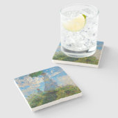 Monet Vrouw Parasol Impressionisme Stenen Onderzetter (Zijkant)