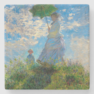 Monet Vrouw Parasol Impressionisme Stenen Onderzetter