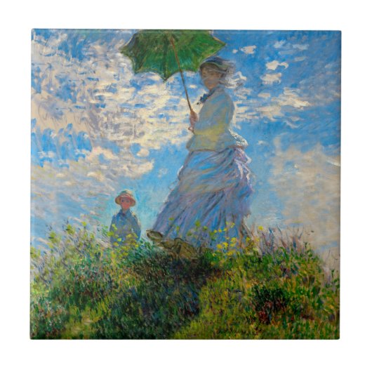 Monet Vrouw Parasol Impressionisme Tegeltje (Voorkant)