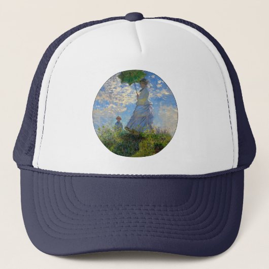Monet Vrouw Parasol Impressionisme Trucker Pet (Voorkant)