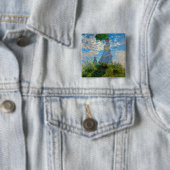 Monet Vrouw Parasol Impressionisme Vierkante Button 5,1 Cm (In situ)