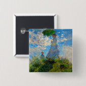 Monet Vrouw Parasol Impressionisme Vierkante Button 5,1 Cm (Voorkant /achterkant)
