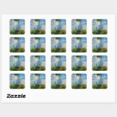 Monet Vrouw Parasol Impressionisme Vierkante Sticker (Vel)