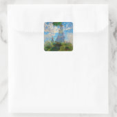 Monet Vrouw Parasol Impressionisme Vierkante Sticker (Tas)
