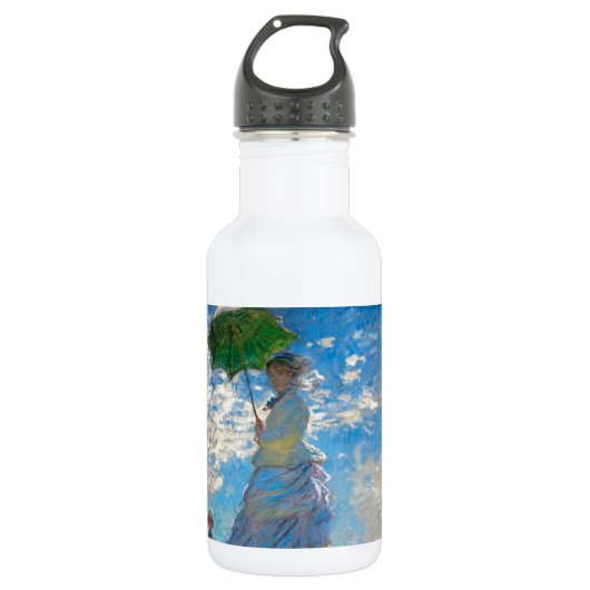 Monet Vrouw Parasol Impressionisme Waterfles (Voorkant)