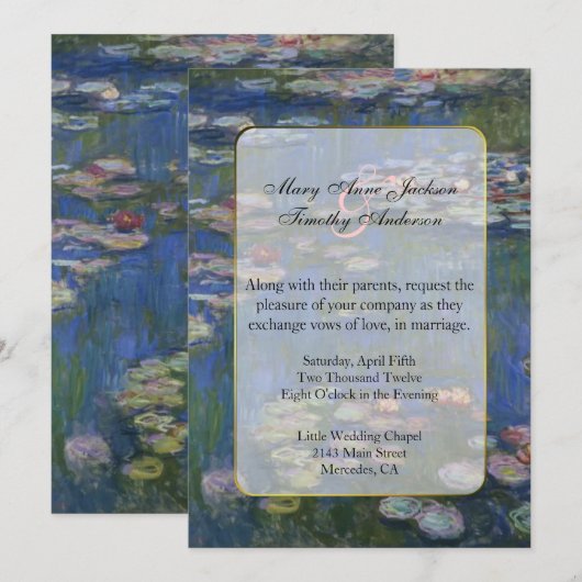 Monet Water Lelies Bruiloft Uitnodiging (Voorkant / Achterkant)