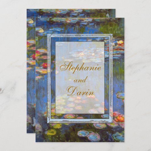 Monet Water Lelies Flat Kaart bruiloft uitnodiging (Voorkant / Achterkant)
