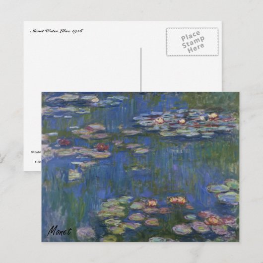 MONET Water Lilies 1916 BRIEFKAART (Voorkant / Achterkant)
