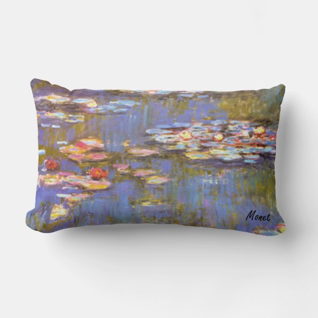 MONET Water Lilies 1916 BRITE-tinten Lumbar Pillow Kussen (Voorkant)