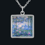 Monet: Water Lilies 1919, beroemd schilderij, Sterling Zilver Ketting<br><div class="desc">Claude Monets beroemde schilderij Water Lilies 1919.</div>