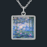 Monet: Water Lilies 1919, beroemd schilderij, Sterling Zilver Ketting<br><div class="desc">Claude Monets beroemde schilderij Water Lilies 1919.</div>