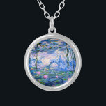 Monet: Water Lilies 1919, beroemd schilderij, Zilver Vergulden Ketting<br><div class="desc">Claude Monet: Water Lilies Red,  1919,  mooi kunstschilderij</div>