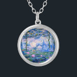 Monet: Water Lilies 1919, beroemd schilderij, Zilver Vergulden Ketting<br><div class="desc">Claude Monet: Water Lilies Red,  1919,  mooi kunstschilderij</div>