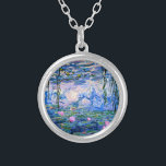 Monet: Water Lilies 1919, beroemd schilderij, Zilver Vergulden Ketting<br><div class="desc">Claude Monet: Water Lilies Red,  1919,  mooi kunstschilderij</div>