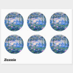 Monet - Water Lilies, 1919, roze Ronde Sticker<br><div class="desc">Claude Monet 1919 schilderij,  Waterlelies (roze)</div>