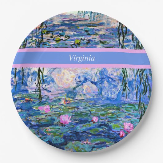 Monet - Water Lilies 1919 sjabloon Papieren Bordje (Voorkant)