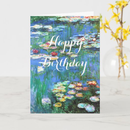 Monet Water Lilies Birthday Kaart (Gele Bloem)