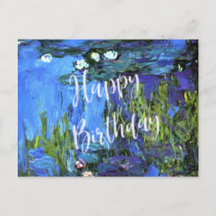 Monet - Water-Lilies, blauwe indigo, verjaardagswe Briefkaart