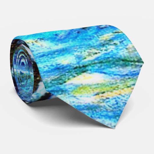 Monet - Water Lilies Blue, beroemd schilderij, Stropdas (Opgerold)
