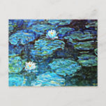 Monet - Water Lilies, Blue Briefkaart<br><div class="desc">Impressonism painting by Claude Monet.</div>