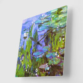 Monet Water Lilies Clock in Blue, Green & Lavender Vierkante Klok (Hoek)