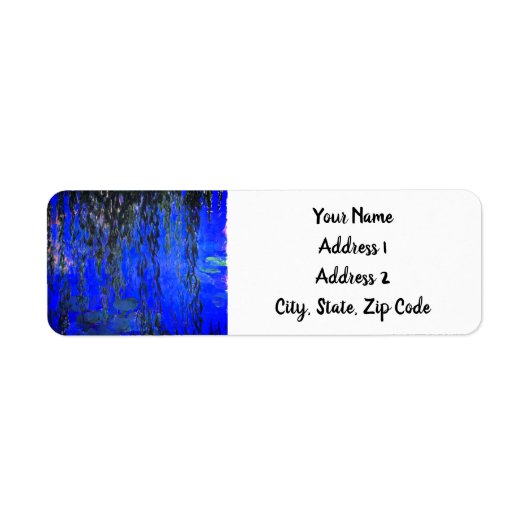 Monet Water Lilies en Wonende Wilde Branches Etiket (Voorkant)