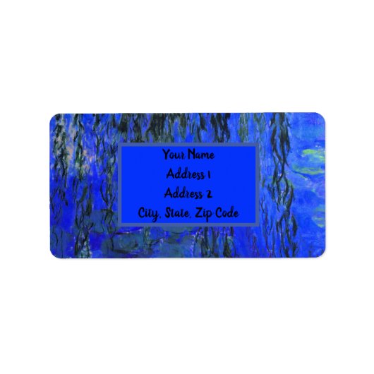 Monet Water Lilies en Wonende Wilde Branches Etiket (Voorkant)