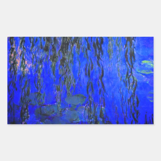 Monet Water Lilies en Wonende Wilde Branches Rechthoekige Sticker (Voorkant)