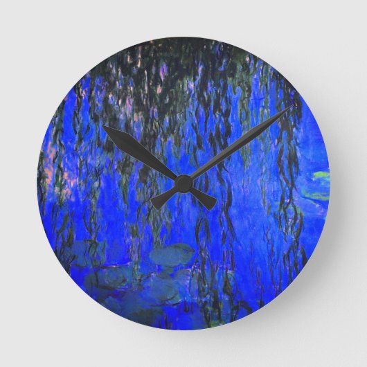 Monet Water Lilies en Wonende Wilde Branches Ronde Klok (Voorkant)