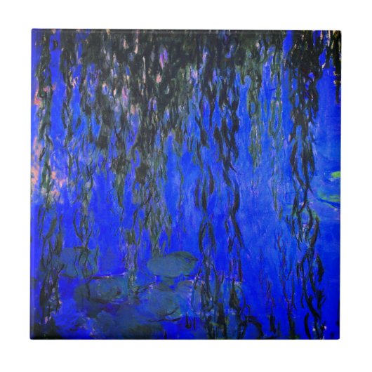 Monet Water Lilies en Wonende Wilde Branches Tegeltje (Voorkant)