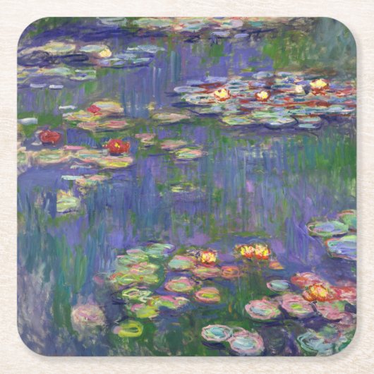 Monet Water Lilies Masterstuk Schilderen Kartonnen Onderzetters (Voorkant)