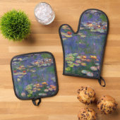 Monet Water Lilies Masterstuk Schilderen Ovenwant & Pannenlap Set (Top down)