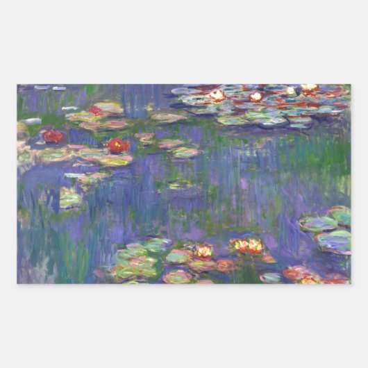 Monet Water Lilies Masterstuk Schilderen Rechthoekige Sticker (Voorkant)