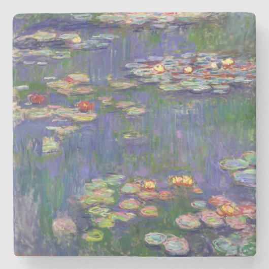 Monet Water Lilies Masterstuk Schilderen Stenen Onderzetter (Voorkant)