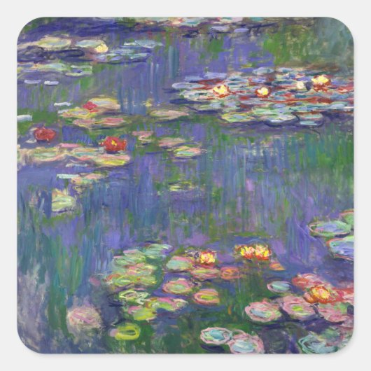 Monet Water Lilies Masterstuk Schilderen Vierkante Sticker (Voorkant)
