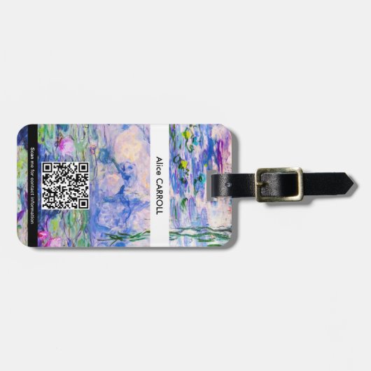 Monet - Water Lilies / Nympheas 1919 - QR-code Bagagelabel (Voorkant horizontaal)