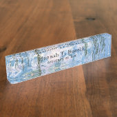 Monet Water Lilies Professioneel Klassiek Kunstwer Naambordje (Zijkant)