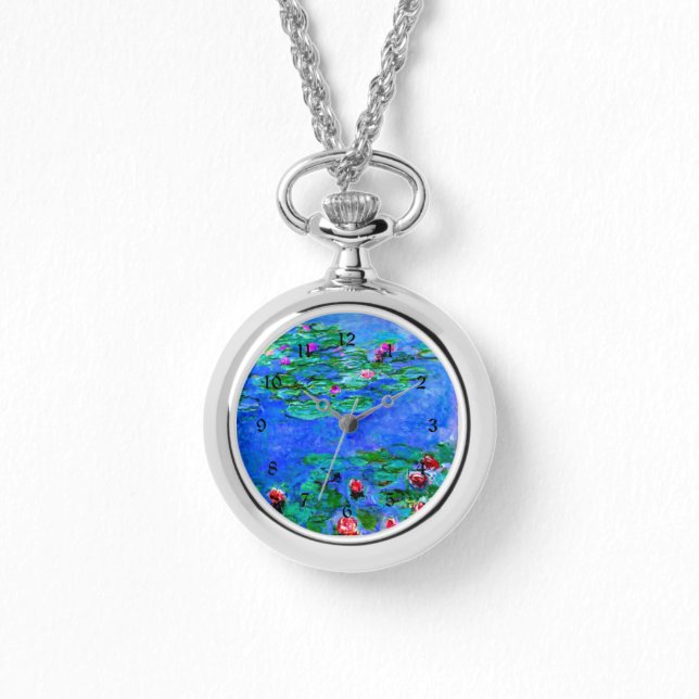 Monet - Water Lilies (Red) Watch Horloge (Voorkant)