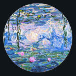 Monet - Water Lilies (roze) 1919 beroemde kunst Ronde Sticker<br><div class="desc">Claude Monet 1919 beroemd schilderij,  Water Lilies (roze)</div>