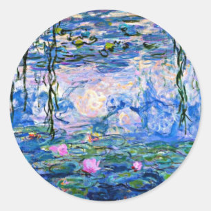 Monet - Water Lilies (roze) 1919 beroemde kunst Ronde Sticker